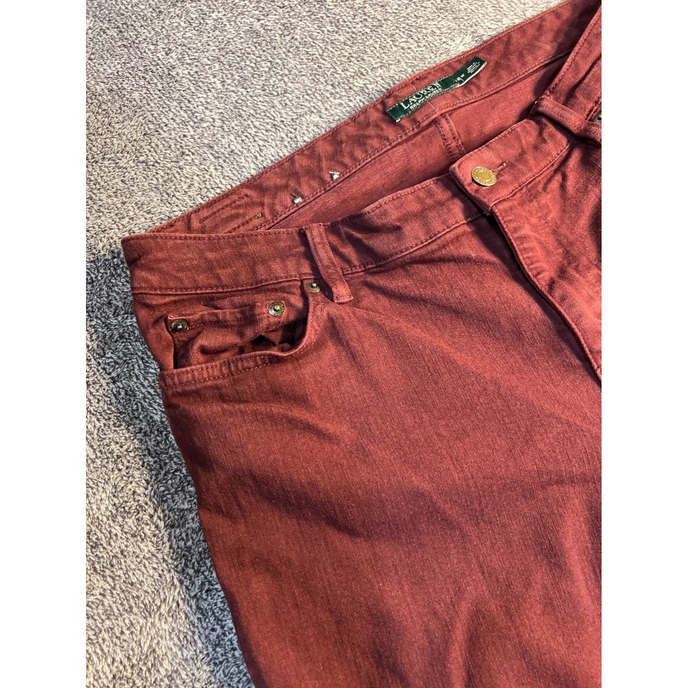 Lauren Ralph Lauren Burgundy Straight Leg Stretch Pants 16W Wine Red - Picture 4 of 16
